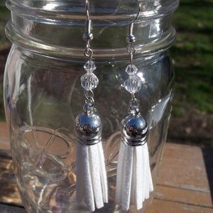 White Tassel Diffuser Earrings